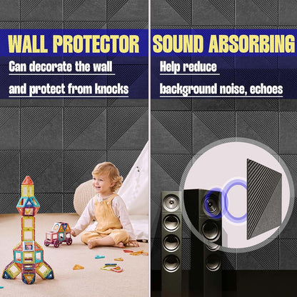 Large Cork Board for Walls 48"x 36", 12 Pack Felt Wall Tiles with Safe Removable Adhesive Tabs, Cork Board for Office,Pinboard Bulletin Board - Dark Gray