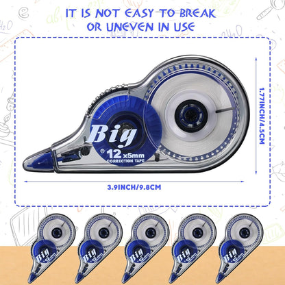 Chivao 24 Pack White Correction Tape, Classroom Correction Tape Wipe out Easy to Use Applicator Translucent Dispenser Shows for School Office Note Journal, 0.2 Inch x 39.4 Feet