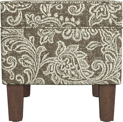 Home Decor | Dinah Collection Modern Storage Ottoman | Ottoman with Storage for Living Room & Bedroom(Brown Jacobean Print)