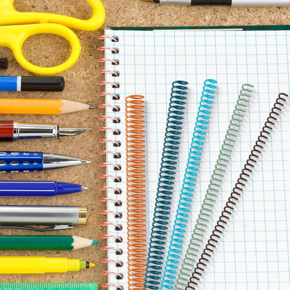 Leinuosen 120 Pack Plastic Spiral Binding Coils Kit Spirals Multi Size Coils for Binding Binder Combs Spines(1/4 5/16 3/8 1/2 5/8 3/4 Inch,Pastel Color)