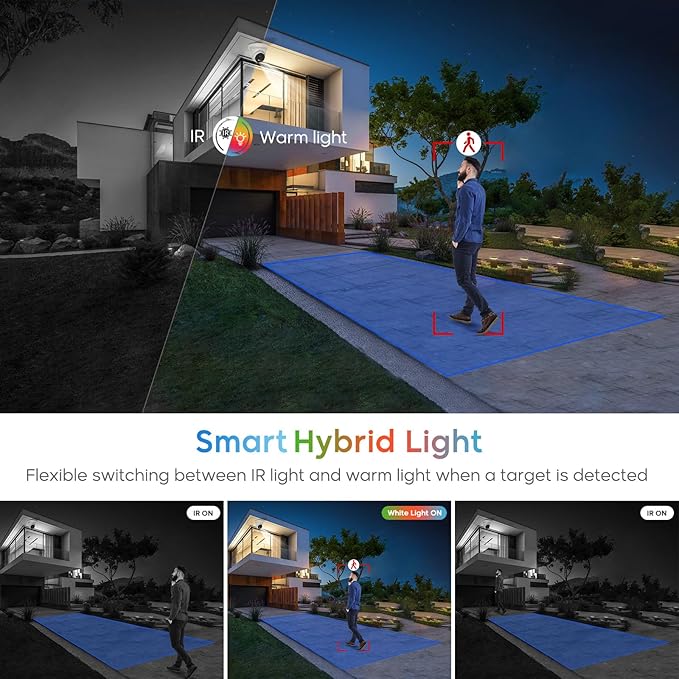 4K IP PoE Camera, Upscaled 8MP PoE Camera Outdoor with Mic/Audio, 98ft IR/Color Night Vision, Human & Vehicle Detection, 127° FOV, MicroSD (256GB), Hik-connect/iVMS4200