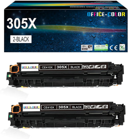 305A 305X Black High-Capacity CE410X Toner Cartridge Replacement for HP Laserjet Pro 400 Color M451dn M451nw M451dw MFP M475dw M475dn Pro 300 M375nw (2 Pack)