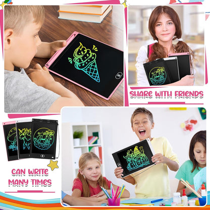 Zhehao 24 Pieces LCD Writing Tablet Doodle Board 8.5 Inch Colorful Reusable Screen Board Pad Reusable Drawing Writing Learning Educational Pad Toys for Girls Boys 8-10 3-10(Simple Round Style)