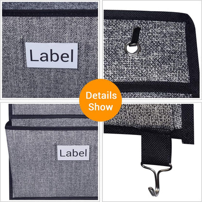 homyfort Over the Door File Organizer Hanging File Folders, Wall Organizers and Storage for Mail, Magazine, Notebooks, Planners, Office, Classroom, 5 Extra Large Pockets (Black with Pattern)