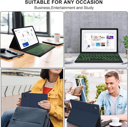 Keyboard case for Samsung Galaxy Tab A11 Plus / A9 Plus 11 inch, Bluetooth Backlit A9+ Keyboard Case with S Pen Holder for A11+ 11", Blue