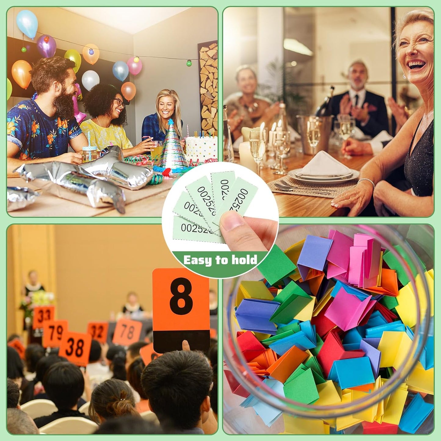 Kosiz 1000 Sheets 25 Bid Raffle Ticket Numbers Auction Tickets Chinese Auction Ticket Sheets Basket Auction Silent Auction for Events Church (Light Green)