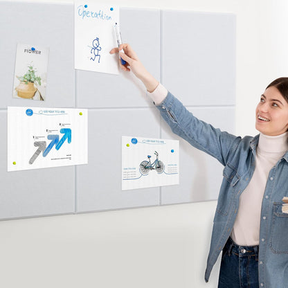 AKTOP White Cork Bulletin Board 24"x36", 6 Pack Removable Felt Cork Board Tiles for Wall, Large 2 x 3 Bulletin Board Notice Pin Board for Office, School & Home, 24 Safe Adhesive Tabs, 20 Push Pins