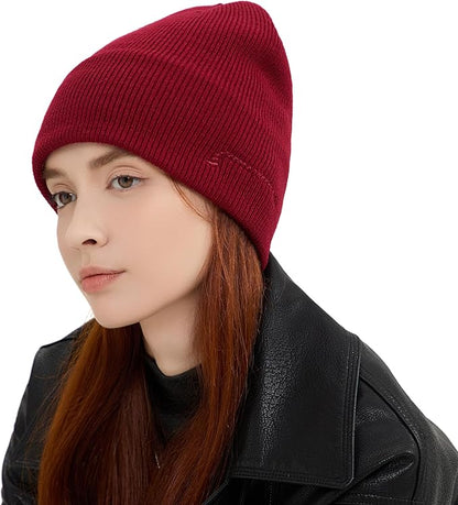 Bluetooth Beanie, Bluetooth 5.2 Wool Hat HD Stereo,30 Hours Play time,Built-in Microphone, Men's/Women's Christmas Electronic Gift (Red) …
