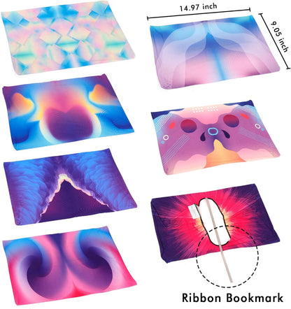 Feela 7 Pack Neon Pattern Jumbo Fabric Book Covers, Washable Durable Reusable Nylon, Stretchable for Hardcover Textbooks & Notebooks up to 9'x11'