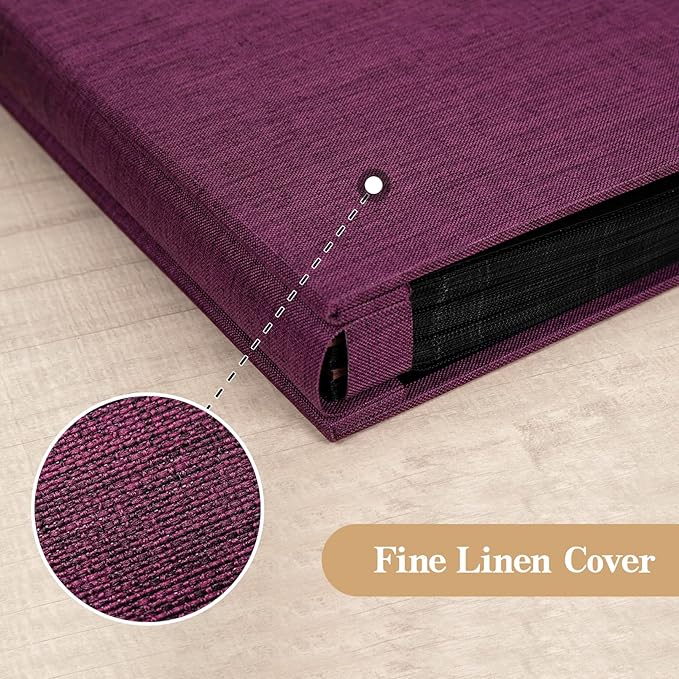 potricher Small Photo Album 4x6 300 Photos Linen Cover Picture Photo Book for Family Wedding Anniversary Baby Vacation (Purple,300 Pockets)