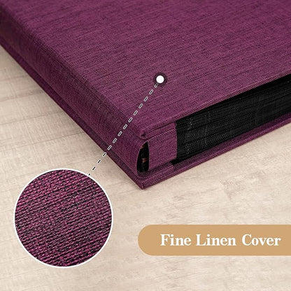 potricher Small Photo Album 4x6 300 Photos Linen Cover Picture Photo Book for Family Wedding Anniversary Baby Vacation (Purple,300 Pockets)
