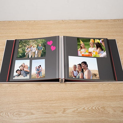 Photo Album Self Adhesive Scrapbook 3x5 4x6 5x7 6x8 Magnetic Album DIY Scrap Book 11x10.6 Inch 40 Black Sticky Pages Linen Cover Beige DIY Photo Album