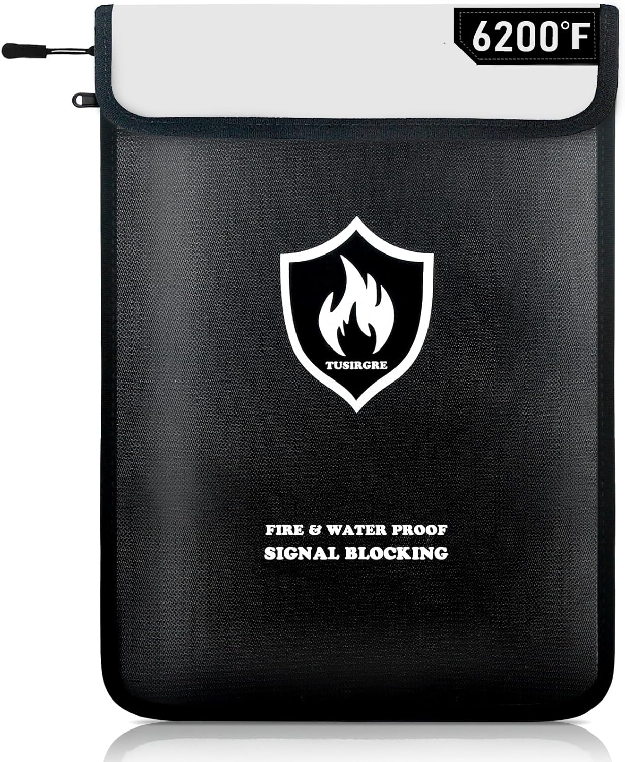 6200°F Upgraded Fireproof Document Bag, 15.7" x 11.4" Faraday Bag, Water Resistant Fireproof Money Bag with Zipper, 18 Layers of Heat Insulated Materials, RFID Blocking Bag, Anti-Theft Anti-Tracking