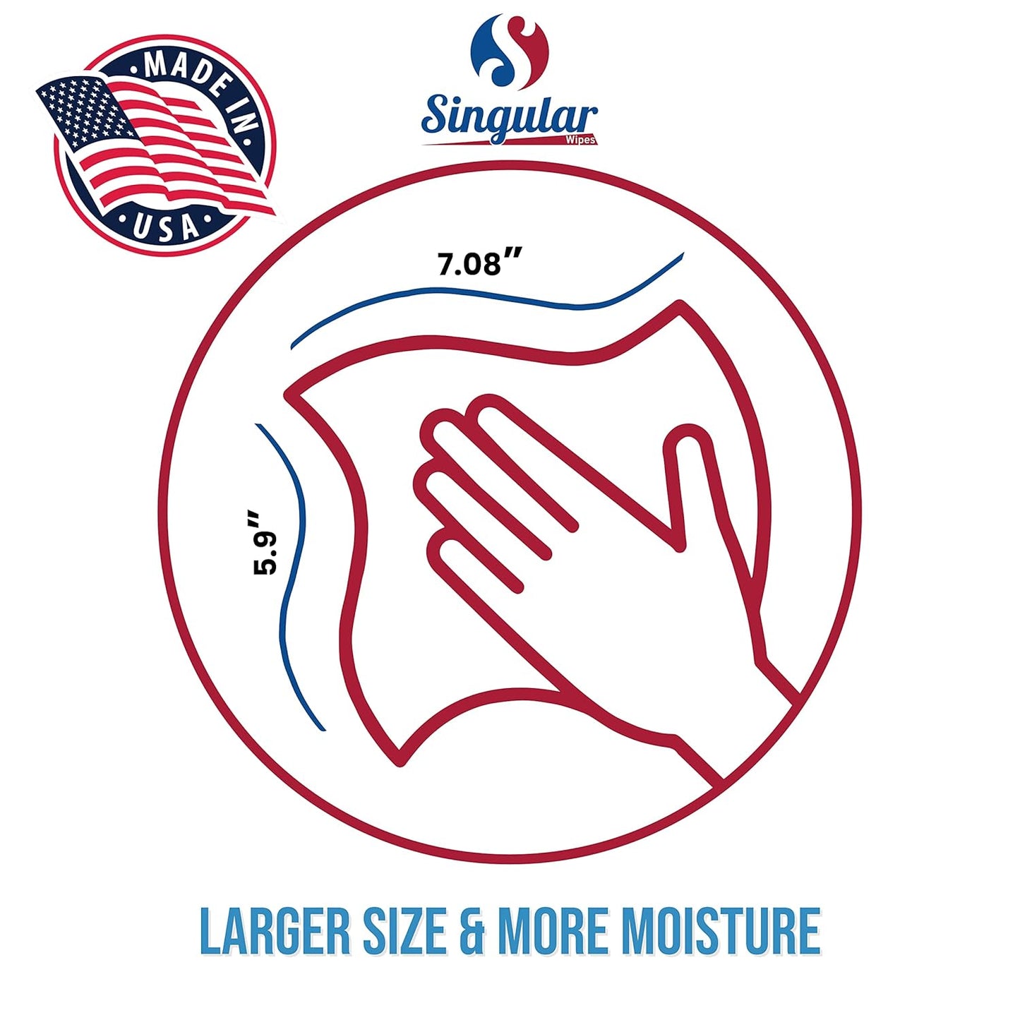 Hand Sanitizing Wipes Travel Size by Singular Wipes – 24ct Individually Wrapped | Fresh Citrus Scent, Moisturizing, 70% Alcohol Wipes | Travel, Office, School, Home | Made in USA