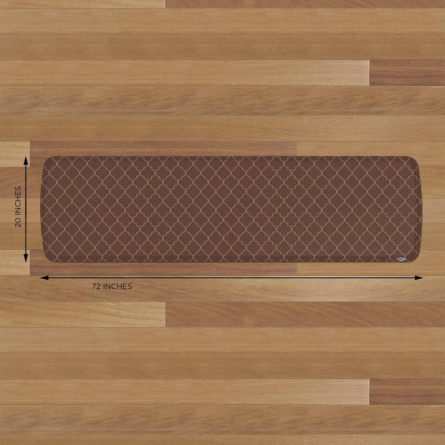GelPro Trellis Walnut Elite Premier Anti-Fatigue Kitchen Comfort Floor Mat, 20x72 Stain Resistant Surface with Therapeutic Gel and Energy-return Foam for Health and Wellness, 20" x 72"