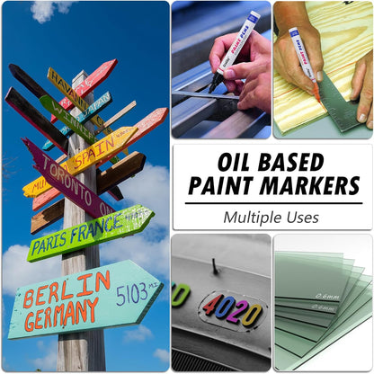 Pink Paint Markers, 12 Pack Oil-Based Waterproof Quick Dry Permanent Paint Pen Set for Rocks Painting, Wood, Fabric, Plastic, Canvas, Glass, Mugs, Metal, Tire, Stone, DIY Craft