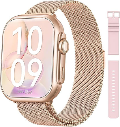Smart Watch for Women Men Fitness: Smart Watch for iPhone&Android Bluetooth Call with SpO2 Sleep Heart Rate Monitor,IP68,Fitness Tracker with 120+Sport,Reloj Inteligente 30 Day+Battery Life, 2 Bands