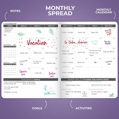 Clever Fox Planner PRO Dated (Jan 2025–Jan 2026) Weekly & Monthly Life Planner to Increase Productivity, Time Management and Hit Your Goals – Organizer, Gratitude Journal – A4 Size (Purple)