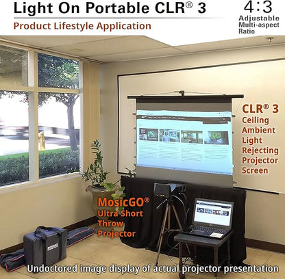 Elite Screens 55-Inch Upgraded ALR Portable Projector Screen with Tripod Stand, Height Adjustable, 4:3 Screen for Ultra Short Throw Projectors, Indoor Home Theater Movie Screen, TT55V-CLR3-F