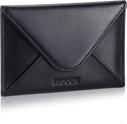 HISCOW Envelope Business Card Case with Magnet Closure - Italian Calfskin (Black)
