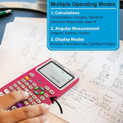 Scientific Calculator with Graph Functions for College and High School Students, Engineering, Advanced Mathematics, Calculus, Algebra, Geometery, Trigonometry, Statistics, Physics, Chemistry - Pink