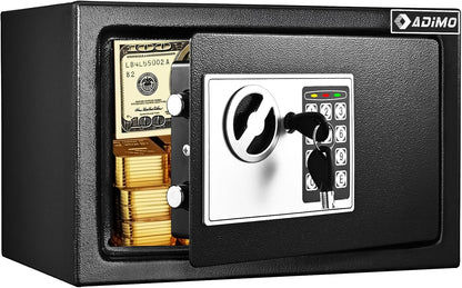 ADIMO Safe Box for College Dorm Room, Money Box with Fireproof Waterproof Bag, Keys & Pass Code & Wall Mount Kits, 0.5 Cubic Feet Hidden Home Safe for Jewelry, Money, and Documents, Home Office, Dorm