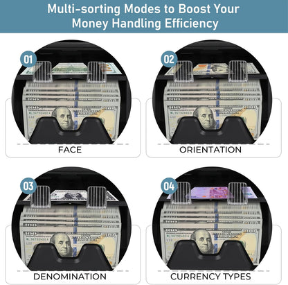 NUCOUN VS-35 Mixed Denomination Money Counter Machine,with Reject Pocket,Support USD/EUR/MXN/CAD Count,Bill Sorter,Counterfeit Detection CIS/UV/MG/IR,4'' Touch Screen,Sort&Print Enabled Cash Counter