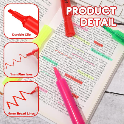 Qilery 24 Pack Tank Style Highlighters Chisel Tip Highlighters Bulk Colored Markers for Adult Coloring, Home Office Supplie(Red)