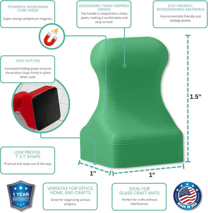 Glassboard Studio MiniPawn Magnet - Strong Neodymium Rare Earth Magnets for Fridge, Whiteboard, Locker & Magnetic Glassboards - Crafting & Office Use - Strong Fridge Magnets (Spring Green, 12)