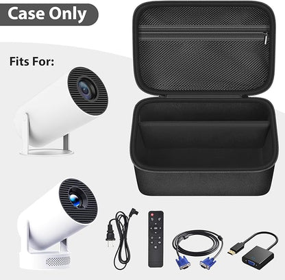 Upgraded Mini Projector Case Compatible with Magcubic HY300Pro+ / HY300PRO for ENUOSUMA HY300 ULTRA for Alwtniet Portable Projector 4K 1080P Support, Storage Organizer for Accessories-Black (Bag Only)