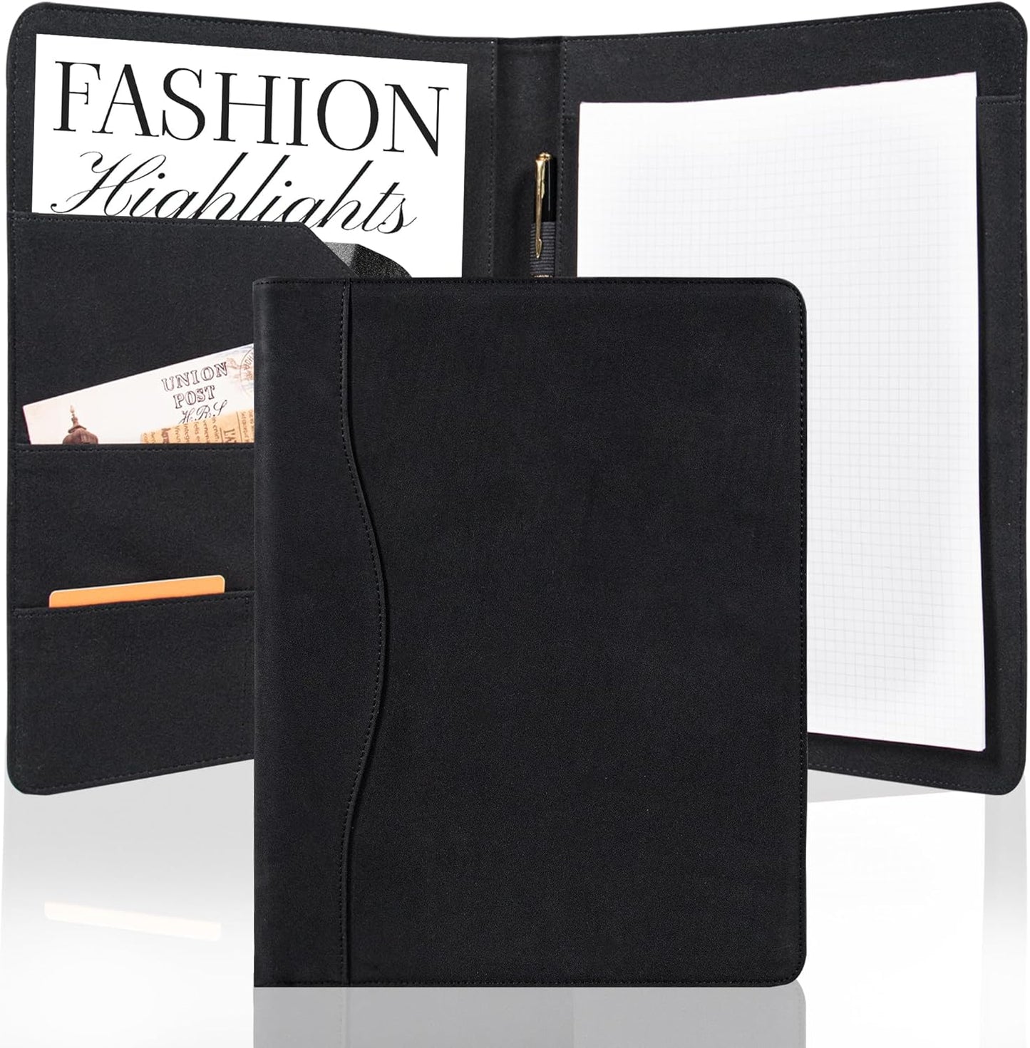 AZXCG Portfolio Binder,Leather Portfolio for Men and Women,Legal Pads Padfolio, Resume Folder with Card Holder,Professional Business Padfolio for Meetings and Interviews