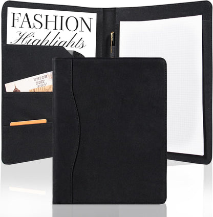 AZXCG Portfolio Binder,Leather Portfolio for Men and Women,Legal Pads Padfolio, Resume Folder with Card Holder,Professional Business Padfolio for Meetings and Interviews