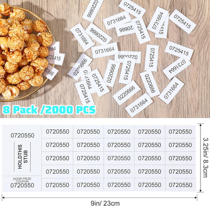 Kosiz 2000 Sheets Raffle Ticket 25 Bid Chinese Auction Tickets Tricky Tray Basket Raffle Sheets for Back to School Class Rewards Carnival Door Prizes Events(White)