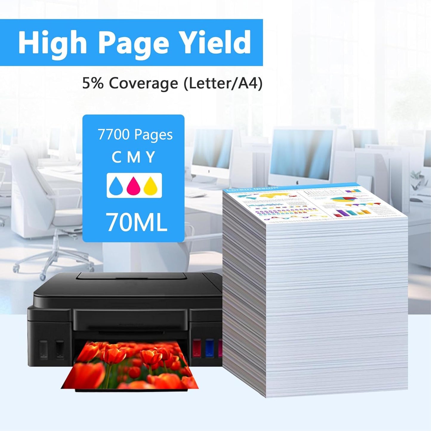 LCL GI-20 GI20 Ink Bottles Replacement for Canon 20 GI20 GI-20 Ink Refill Bottles Compatible with Canon PIXMA G5020 G6020 G7020 Printer (3-Pack,Cyan Magenta Yellow)