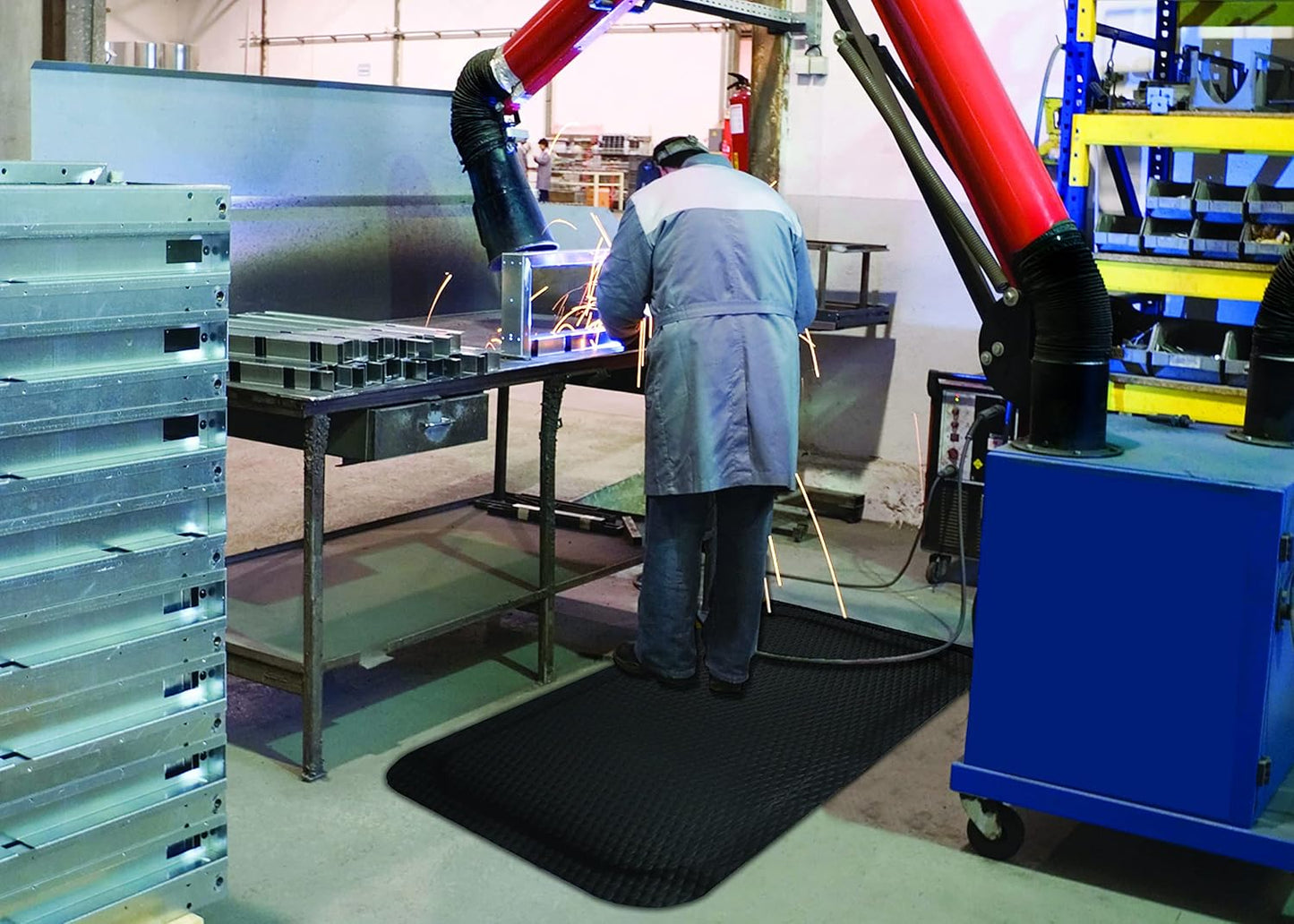 M+A Matting Hog Heaven Anti Fatigue Mat - Welding Safe, Slag Proof, Grease and Oil Proof, Industrial Grade Mat for Commercial Areas (3' x 5', 7/8" Thick)