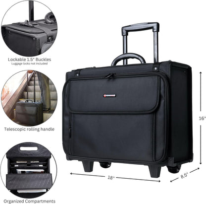 Alpine Swiss Rolling Briefcase | Laptop Bag For Men & Women | Hard Side Catalog Case on Wheels | Legal Size File Dividers | Lawyers Attache Case | Carry-On Overnight Business Travel Bag