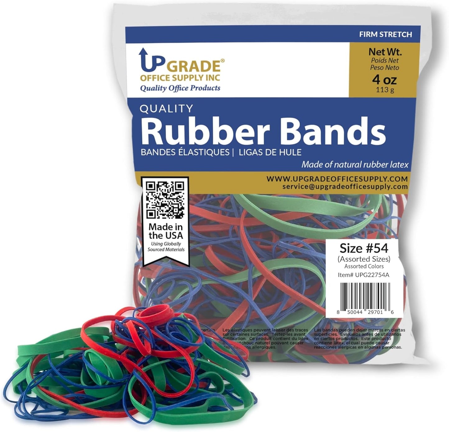 Upgrade Office Supply UPG22754ACS Assorted Size & Color Rubber Bands, 10 lb Case (40 Bags), Made in USA