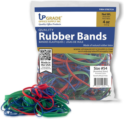 Upgrade Office Supply UPG22754ACS Assorted Size & Color Rubber Bands, 10 lb Case (40 Bags), Made in USA