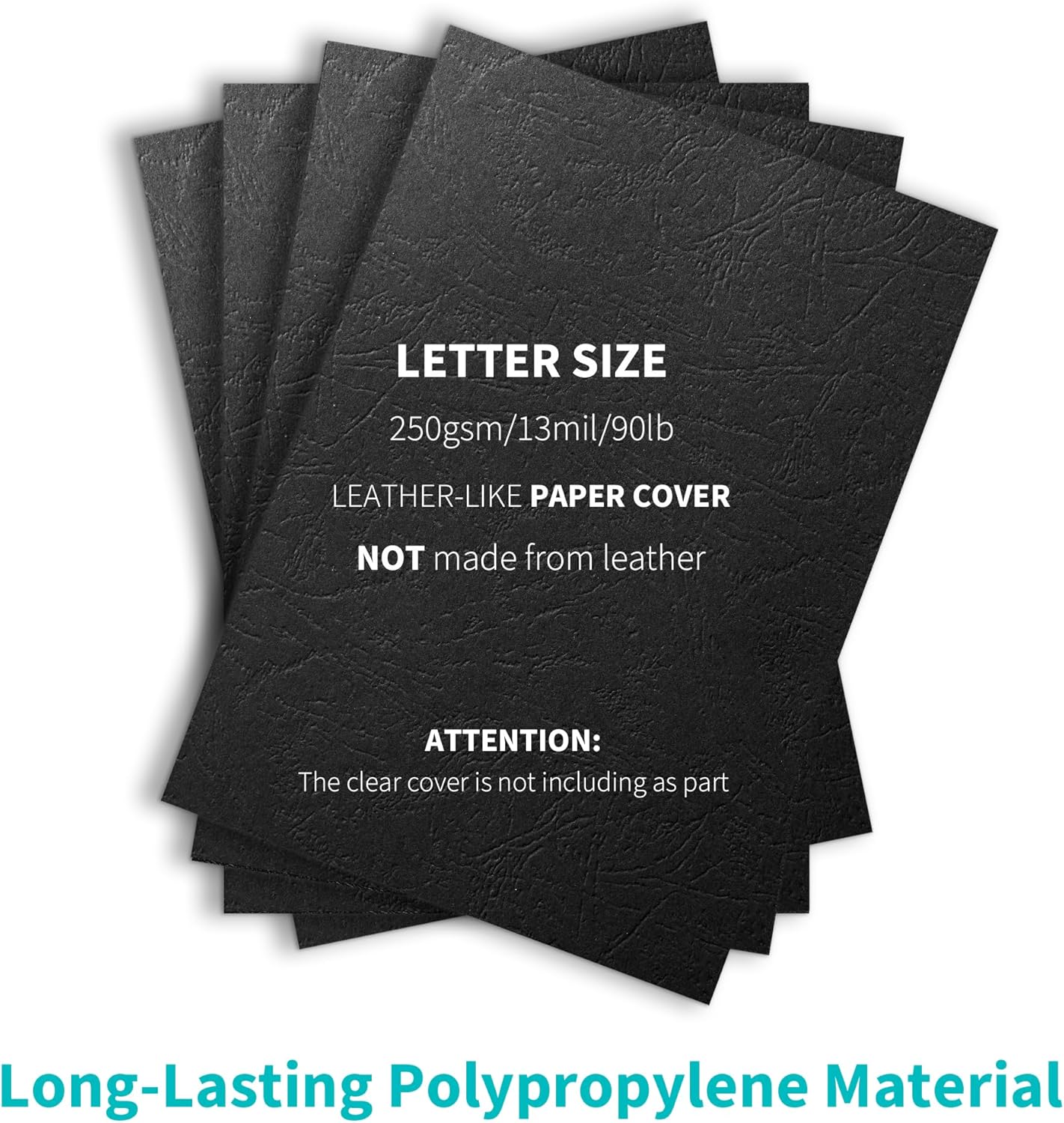 Binditek 50 Pack 13 Mil Grain-Texture Paper Binding Presentation Covers, 8.5 x 11 Inches, 90lb, 250 GSM, Un-Punched, Letter Size, Black, Office Supplies
