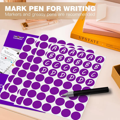 PARLAIM 1 inch Round Purple Dot Sticker,720PCS Permanent Adhesive Color Code Circle Sticker Labels for Office Classroom Garage Sale
