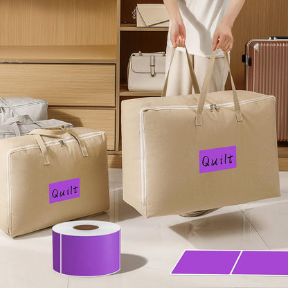 PARLAIM 3" x 5" Rectangle Color Code Stickers,500 per Dispenser Box Roll Labels,Adhesive Roll Square Label Stickers for Inventory (Purple)