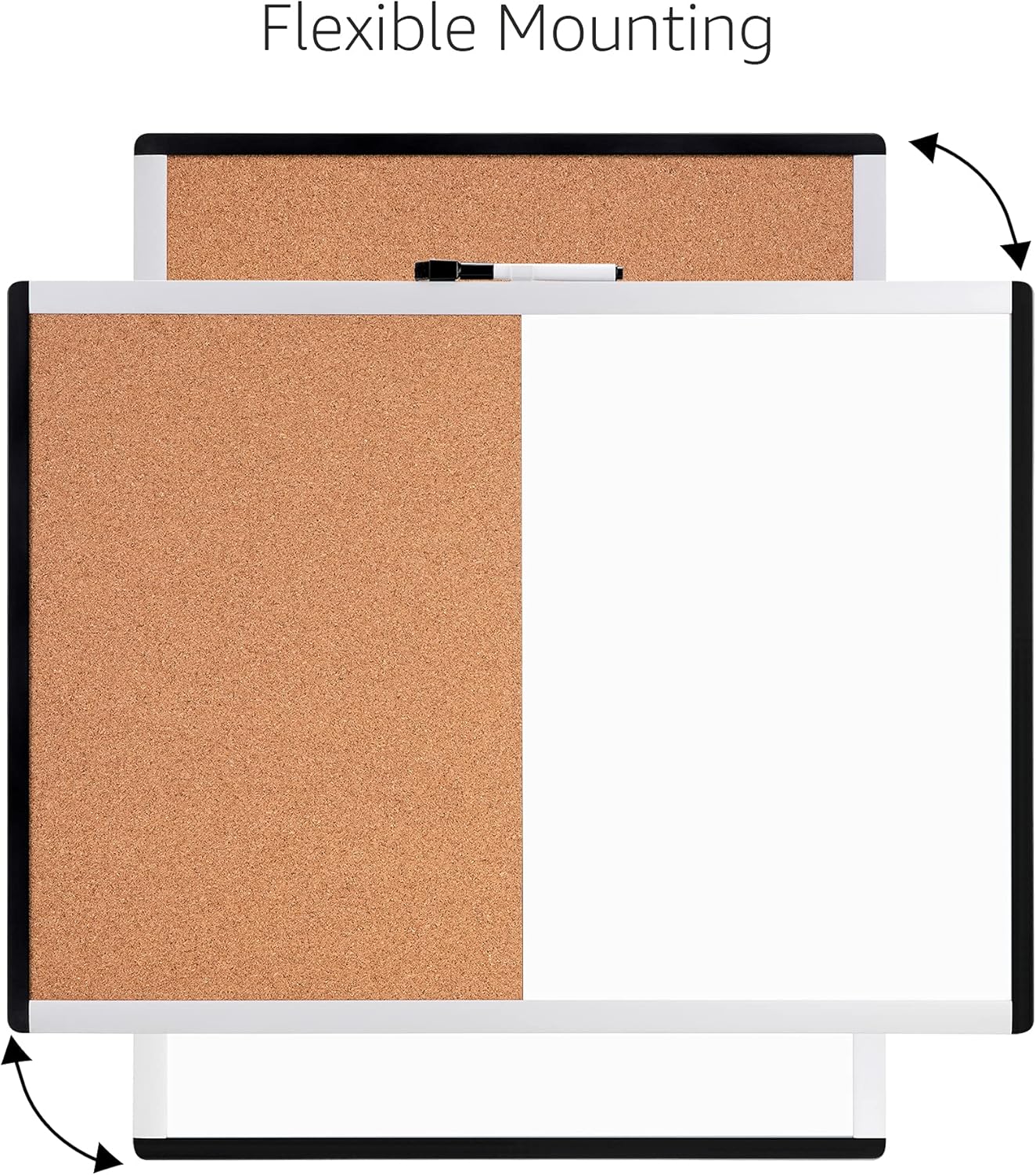 Amazon Basics Combo Magnetic Whiteboard&Cork Board for Home,Office and Classroom, Plastic/Aluminum Frame, White,Yellow, 17" x 23"
