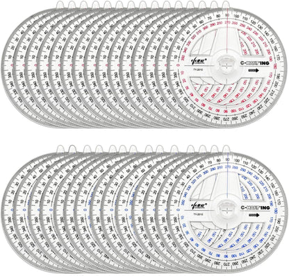 360° Protractor Pack of 30 Protactors Plastic Protractor Math Protractors Clear Protractor Ruler Drafting Tools Circle Protractor for Geometry