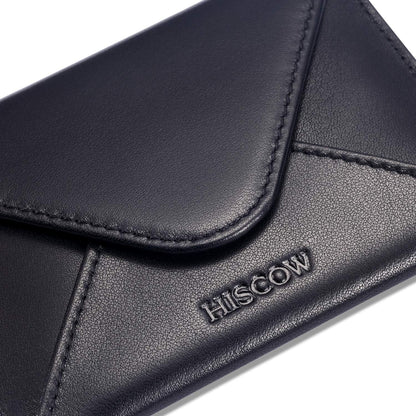 HISCOW Envelope Business Card Case with Magnet Closure - Italian Calfskin (Black)