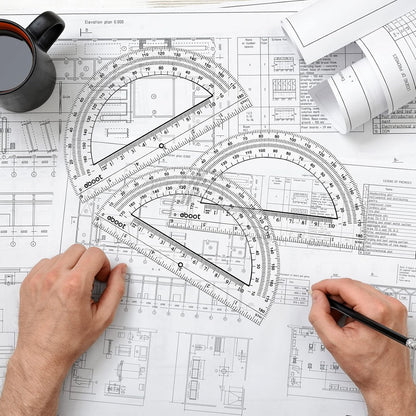 EBOOT 24 Pack Plastic Protractors Math Protractor 180 Degrees 6 Inch (Clear)