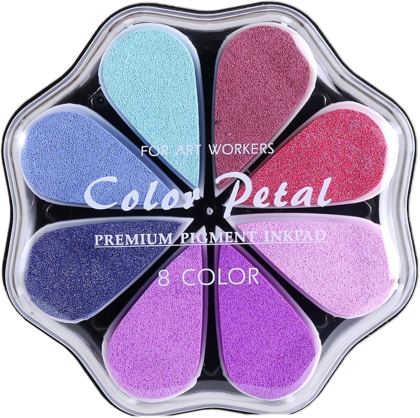 YPSelected 8 Assorted Multi Colours Waterdrop Shaped Craft Rubber Stamps Petal Ink Pads for Paper Wood Fabric (Set 1029)