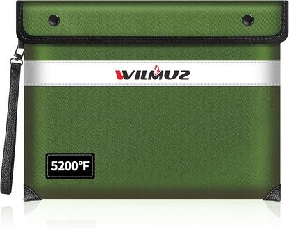 Upgraded 5200°F Heat Insulated Fireproof Money Bag with 8 Layers of Protective Material,13.9”x10.6” Fire Proof Bag for Documents with Zipper,Fireproof Pouch for Cash,Jewelry(Green)