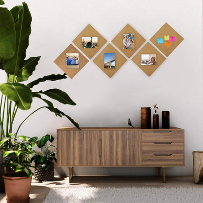SUNGIFT Cork Board 12"x12" - 1/2" Thick Square Bulletin Boards 6 Pack Cork Tiles with 50 Push Pins Mini Wall Self-Adhesive Corkboards Tiles for Wall