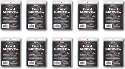 BCW Standard Card Sleeves - Penny Sleeves 2 5/8 x 3 5/8 | 1000 Clear Trading Card Sleeves | Card Protector Sleeves for Baseball, Sports & Trading Cards | 10 Packs of 100 Each