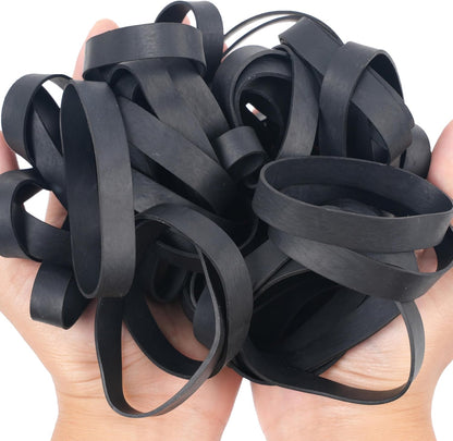 AMUU Rubber Bands Size #84 Tactical Rubber Bands Black Elastics Bands 50 Pack Wide Thick for Office Supplies File (3-1/2" x 1/2'')